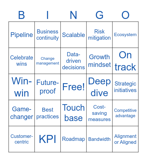 Corporate Lingo Bingo Card