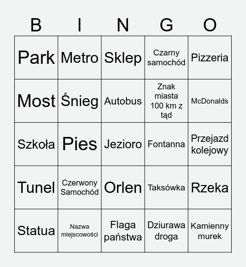 Geoguessr Bingo Card