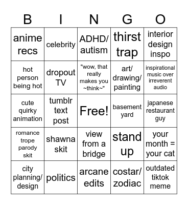 Eva Reels Bingo Card
