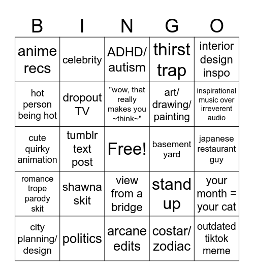 Eva Reels Bingo Card