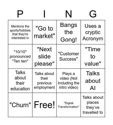 Pingo Bingo Card