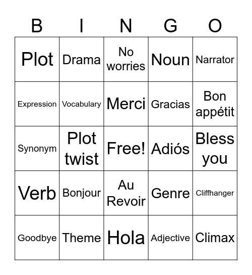 Around the World of Words Bingo Card