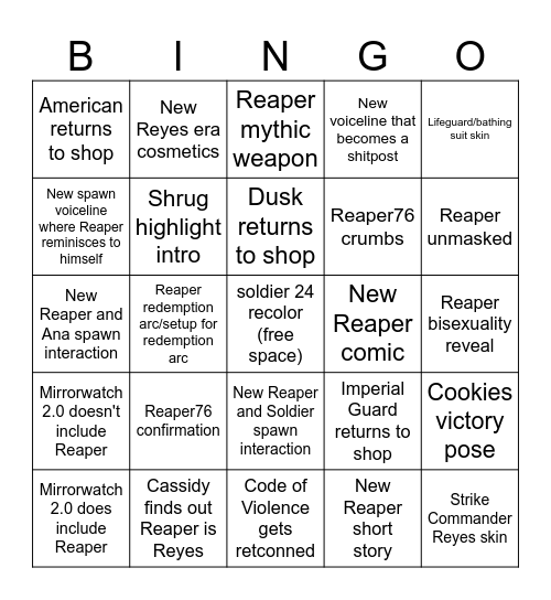 REAPERWATCH 2025 BINGO Card