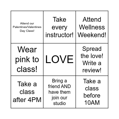 PILATES BINGO Card