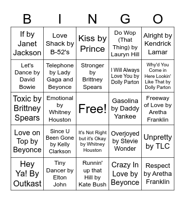 Music Bingo Card