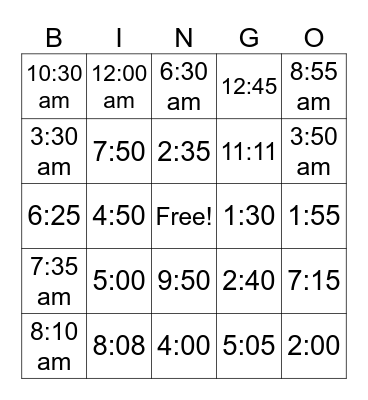 El Tiempo Bingo Card