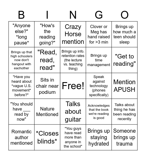 Wilson Bingo Card