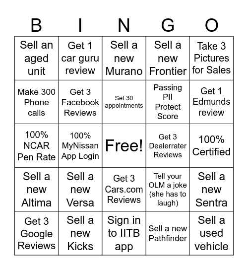 Benton Bonus Bingo Card