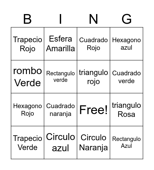 Formas geométricas Bingo Card