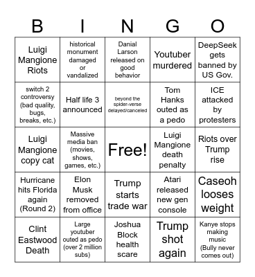 2025 Bingo Card