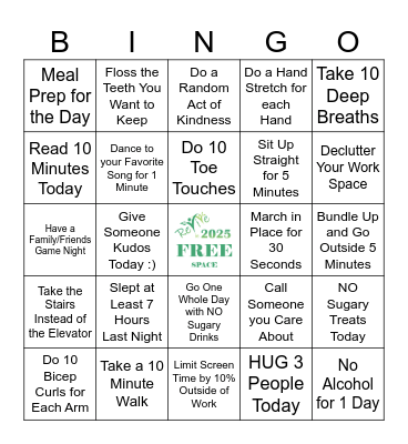 February Wellness BINGO Card