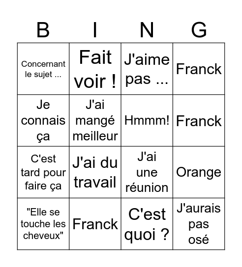 Bingo Pénélope Bingo Card