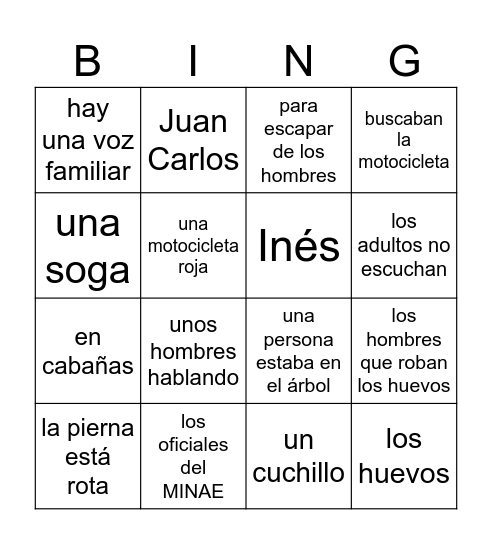 Robo 10 and 11 - Repaso Bingo Card
