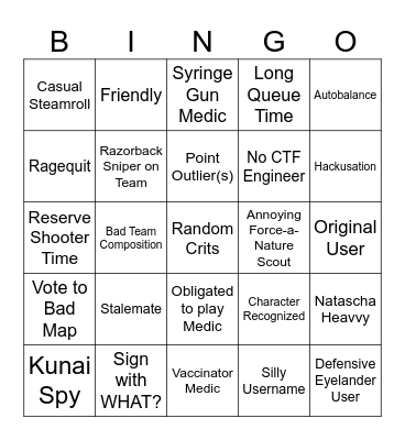 TF2 Nonesense Bingo Card