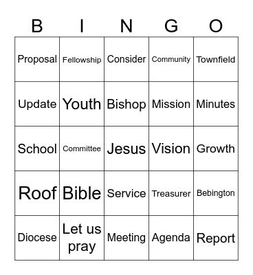 Parish Church Council Bingo Card