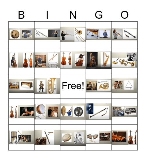 Kotarek's Instruments Bingo Card