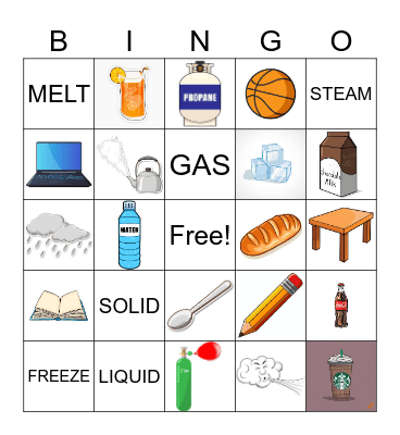 Solids, Liquids, and Gases Bingo Card