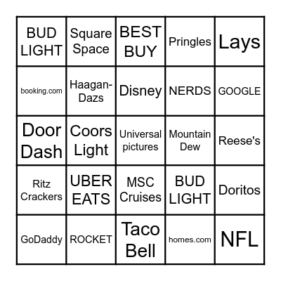 SUPER BOWL 59 COMMERCIAL BINGO Card