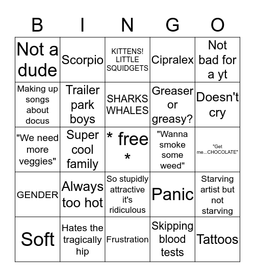 Beck's Bingo Card