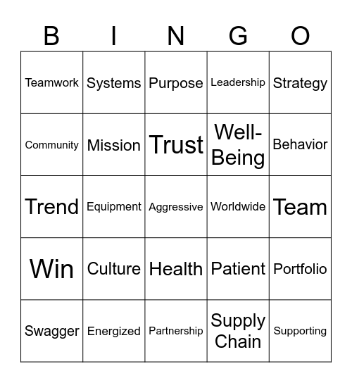 Town Hall BINGO Card