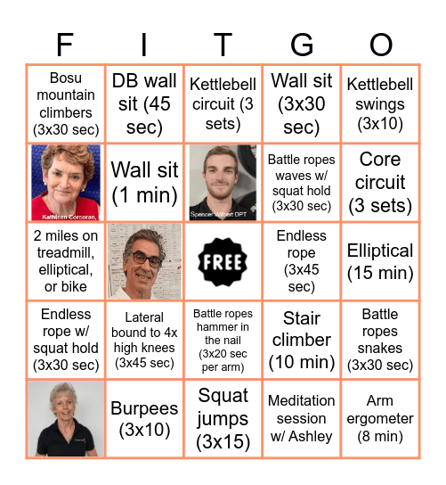 FITGO Bonus Week Bingo Card