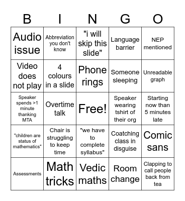 MTA NRC HARYANA Bingo Card