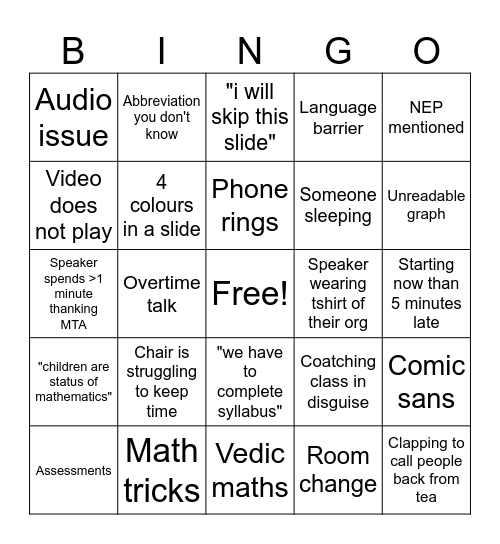 MTA NRC HARYANA Bingo Card