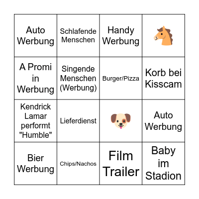 Superbowl Bingo Card