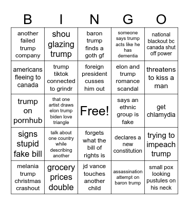 trump presidency Bingo Card