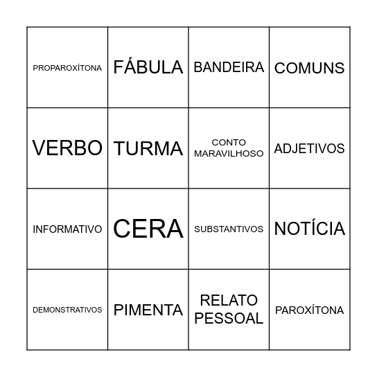 G4 - Revisão Língua Portuguesa Bingo Card
