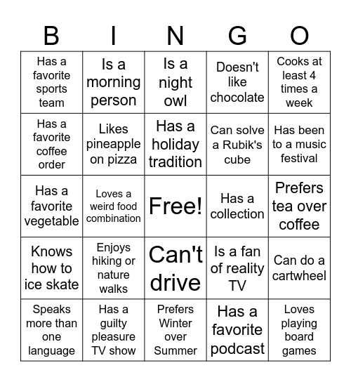 DEI BINGO Card