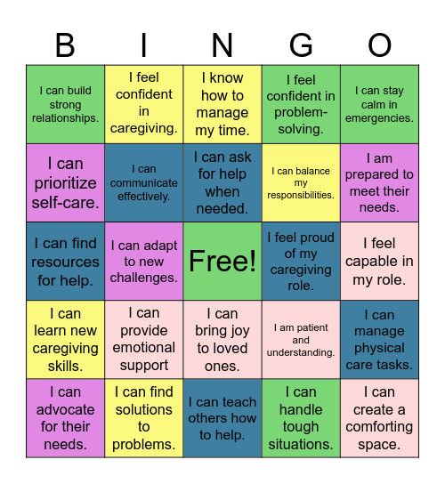 Stress Less Bingo Card