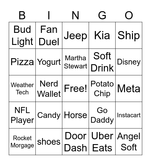 SUPERBOWL 59 Bingo Card