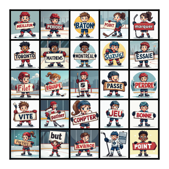 Jouons au hockey Bingo Card
