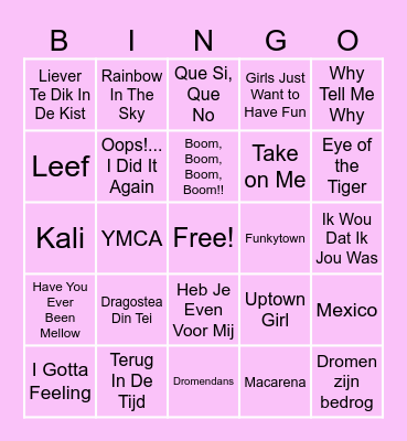 Muziekbingo VVSA Bingo Card