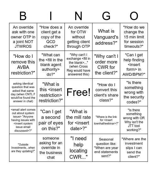 SA Chat Bingo! Bingo Card
