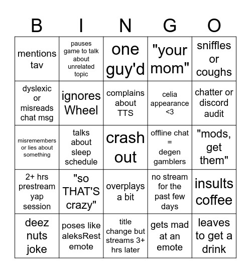 unc leks Bingo Card