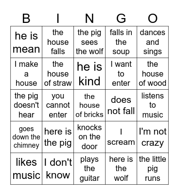 Les 3 Petits Cochons, Pte. 2 Bingo Card