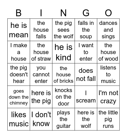 Les 3 Petits Cochons, Pte. 2 Bingo Card