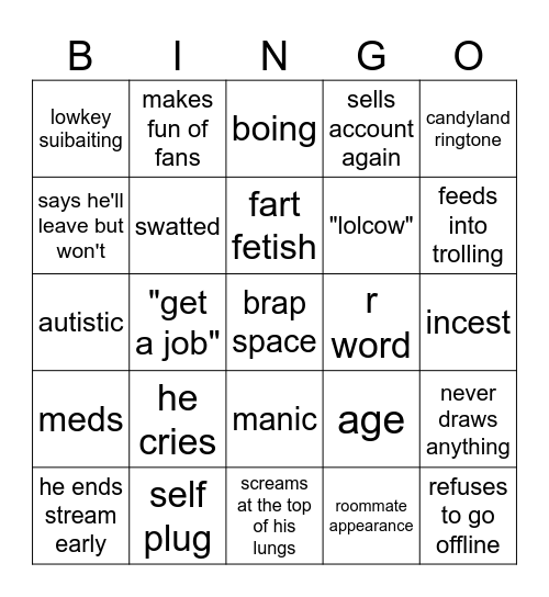 fallenfungus bingo Card