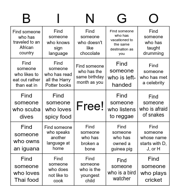 MLL Department Bingo Card