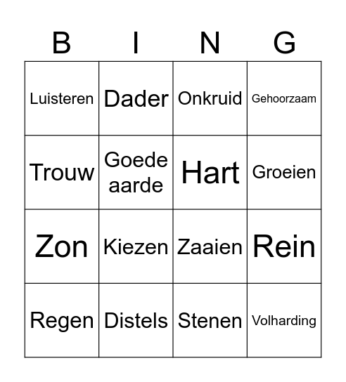 De zaaier Bingo Card