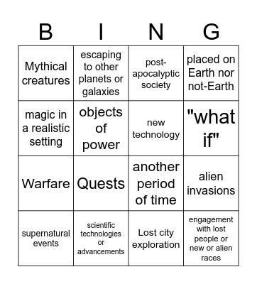 Literature and Culture- ENGL 2316 Bingo Card