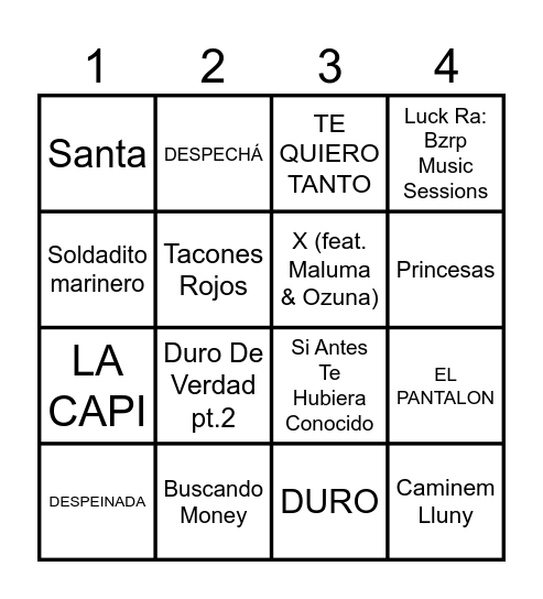 BINGO MUSICAL AC FALLA DEL PORT Bingo Card
