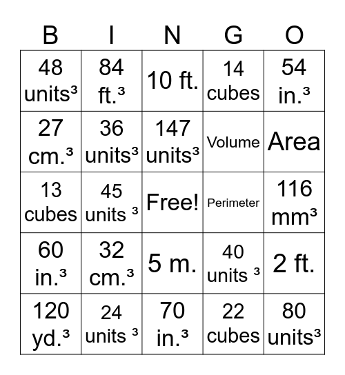 Volume Bingo Card