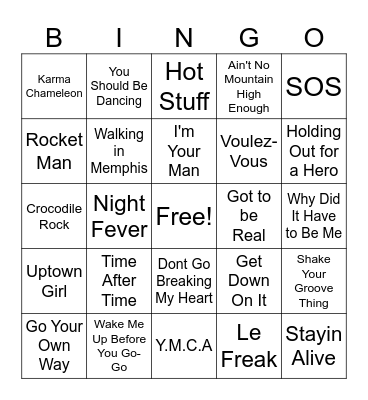 Gimme Gimme Disco Bingo Card