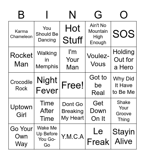 Gimme Gimme Disco Bingo Card