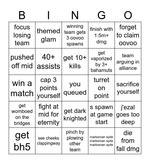 Onsal Hakair Bingo Card