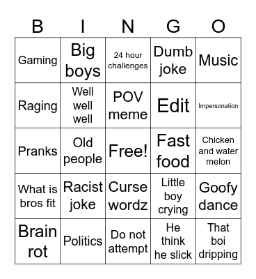 W bingo game Bingo Card
