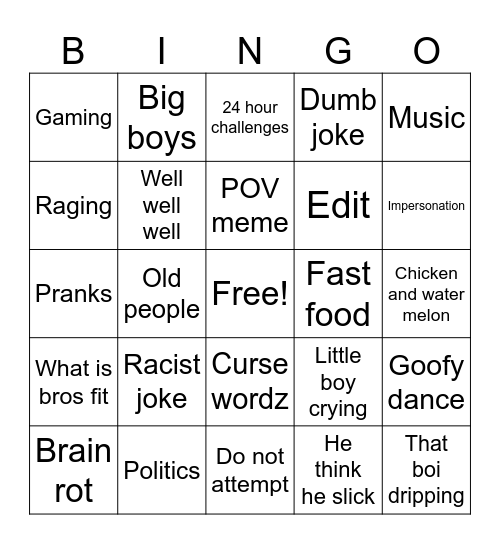 W bingo game Bingo Card